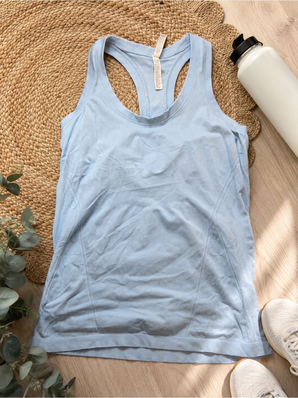 Athleta Pale Blue Racerback Athletic Tank Top Size L Lightweight Workout Active